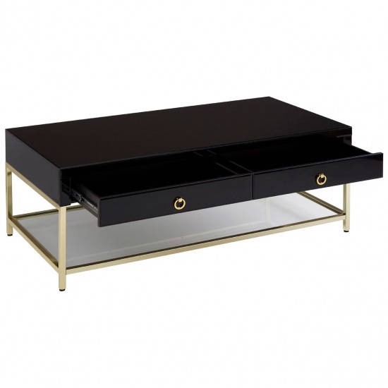 Brach Black and Gold Finish Coffee Table 