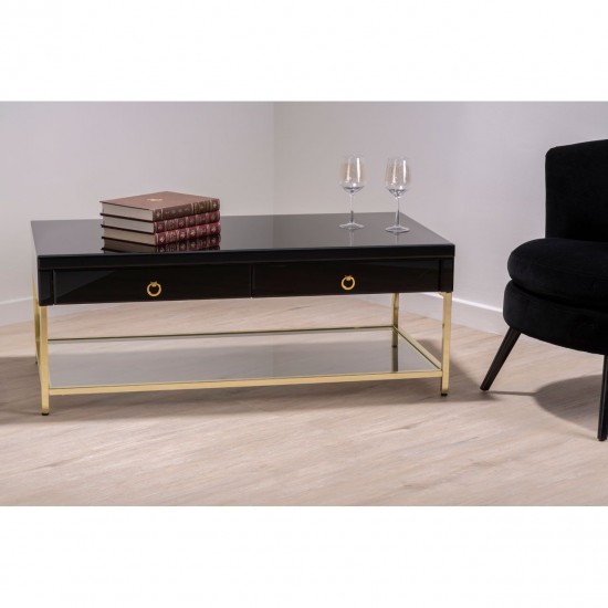 Brach Black and Gold Finish Coffee Table 
