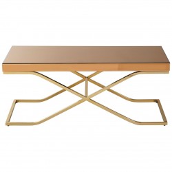 Kingston Brown Glass and Gold Finish Coffee Table