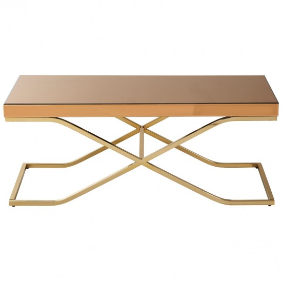 Kingston Brown Glass and Gold Finish Coffee Table