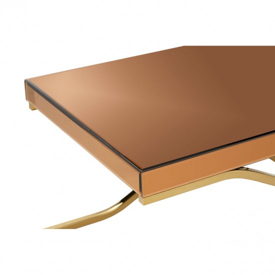 Kingston Brown Glass and Gold Finish Coffee Table