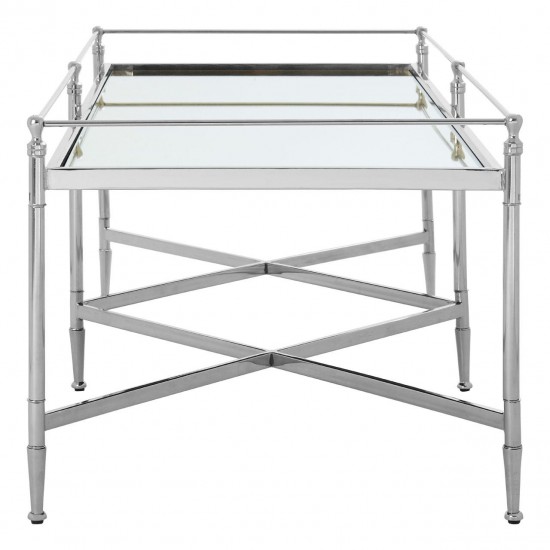 Ashbury Silver And Mirrored Glass Finish Coffee Table