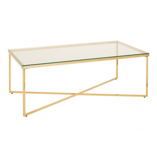 Stratus Gold Finish Cross Base Coffee Table
