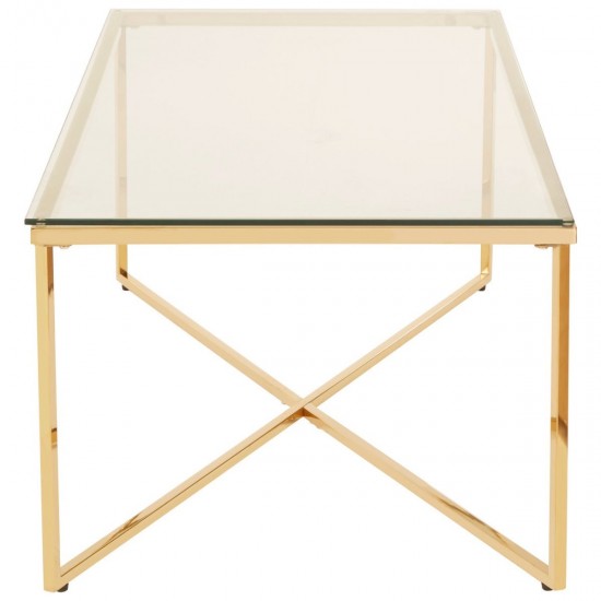 Stratus Gold Finish Cross Base Coffee Table