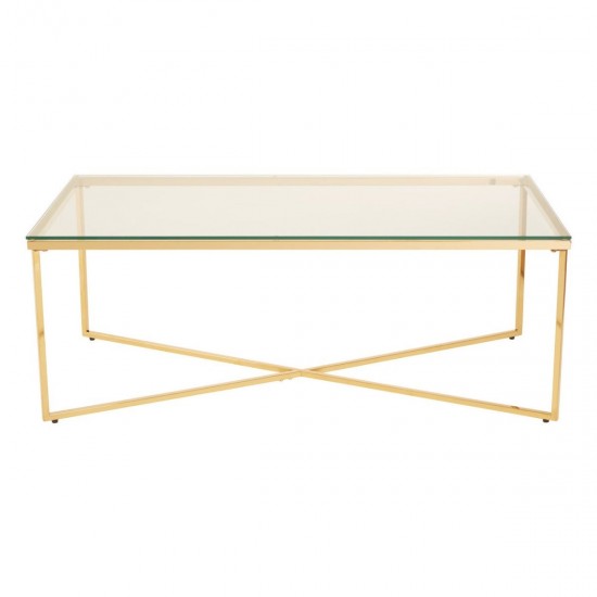 Stratus Gold Finish Cross Base Coffee Table