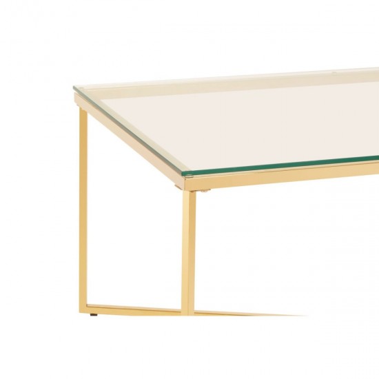Stratus Gold Finish Cross Base Coffee Table