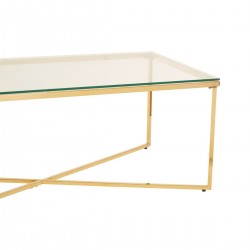 Stratus Gold Finish Cross Base Coffee Table