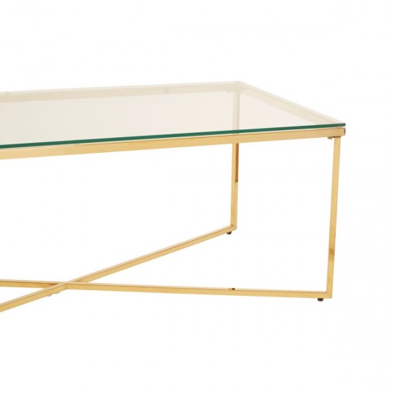 Stratus Gold Finish Cross Base Coffee Table