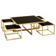 Eclectic Gold And Black Coffee Table With Side Table Inserts