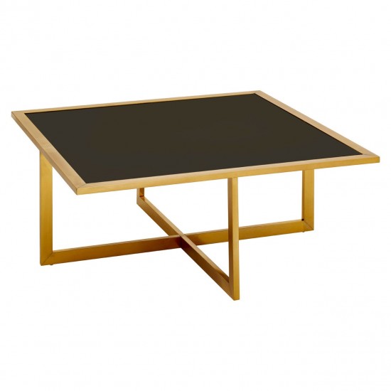 Eclectic Gold And Black Coffee Table With Side Table Inserts