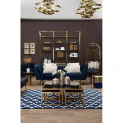 Eclectic Gold And Black Coffee Table With Side Table Inserts