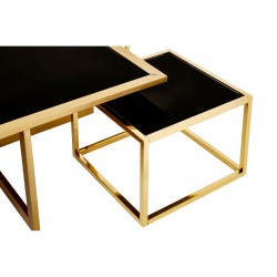 Eclectic Gold And Black Coffee Table With Side Table Inserts