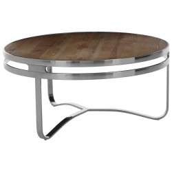 Madison Carved Light Wood and Chrome Finish Coffee Table