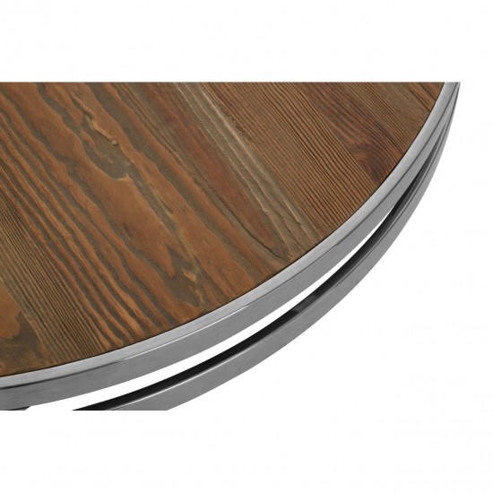 Madison Carved Light Wood and Chrome Finish Coffee Table