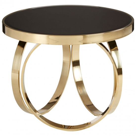Astoria Round Black Gloss and Gold Finish Coffee Table
