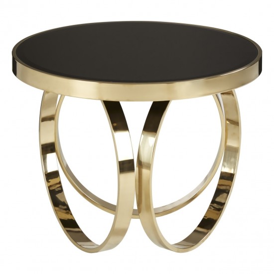 Astoria Round Black Gloss and Gold Finish Coffee Table