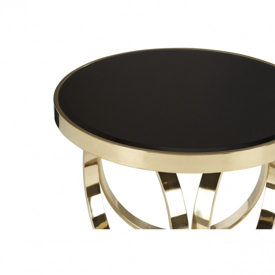 Astoria Round Black Gloss and Gold Finish Coffee Table