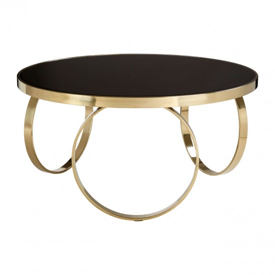 Astoria Large Round Black Gloss and Gold Finish Coffee Table
