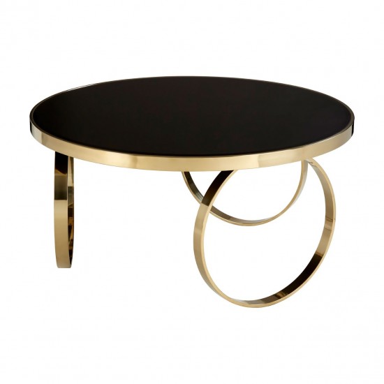 Astoria Large Round Black Gloss and Gold Finish Coffee Table