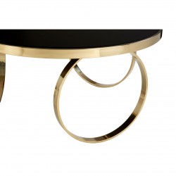 Astoria Large Round Black Gloss and Gold Finish Coffee Table