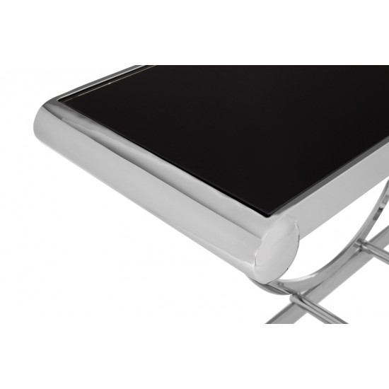 Miami Silver Finish and Black Console Table 