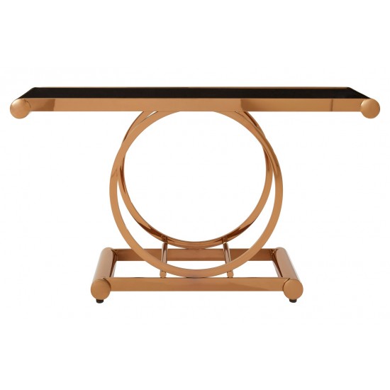 Miami Rose Gold Finish and Black Console Table 