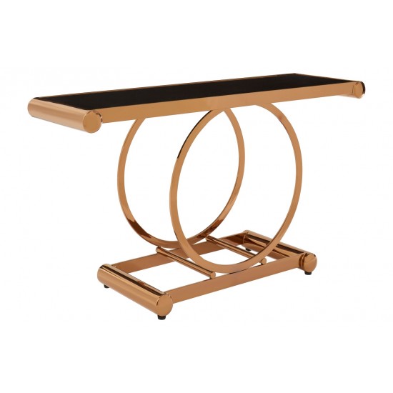 Miami Rose Gold Finish and Black Console Table 