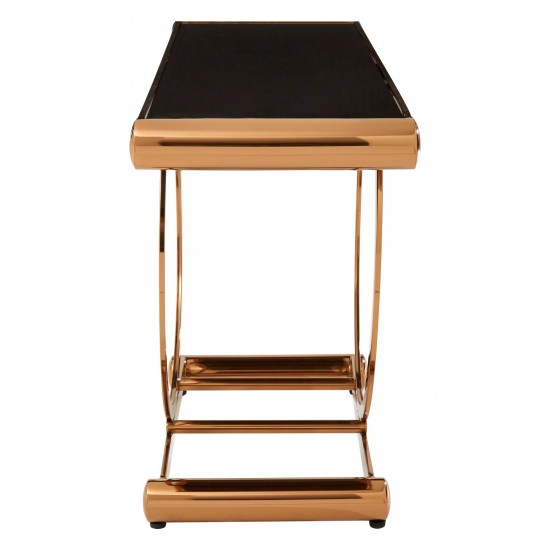 Miami Rose Gold Finish and Black Console Table 