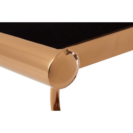 Miami Rose Gold Finish and Black Console Table 