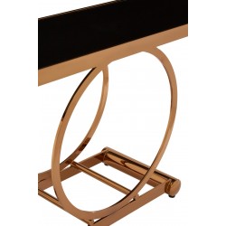 Miami Rose Gold Finish and Black Console Table 
