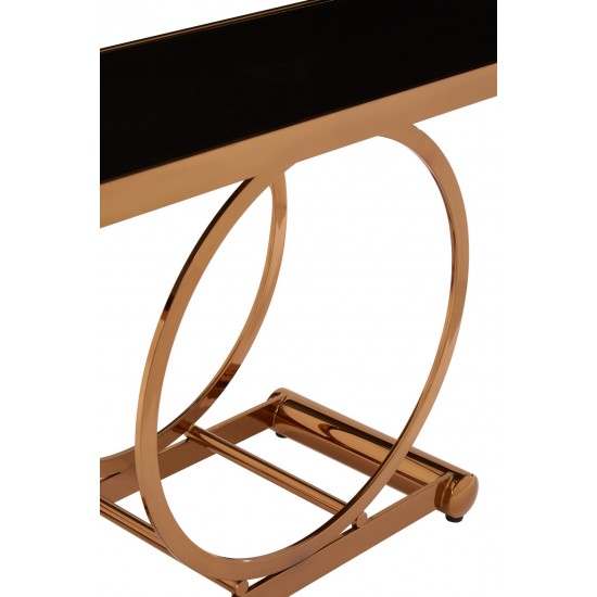 Miami Rose Gold Finish and Black Console Table 