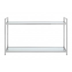 Lexington 2 Tier Polished Silver Finish and Glass Console Table
