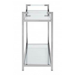 Lexington 2 Tier Polished Silver Finish and Glass Console Table