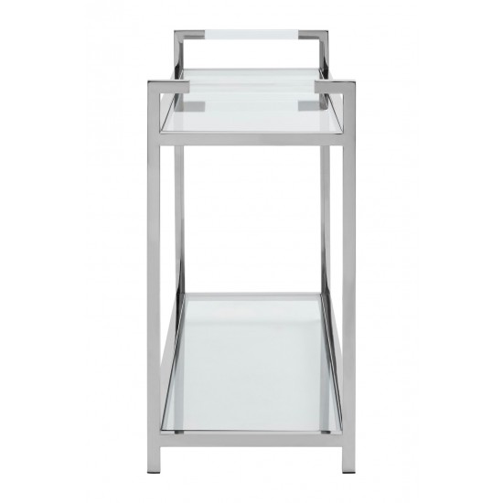 Lexington 2 Tier Polished Silver Finish and Glass Console Table