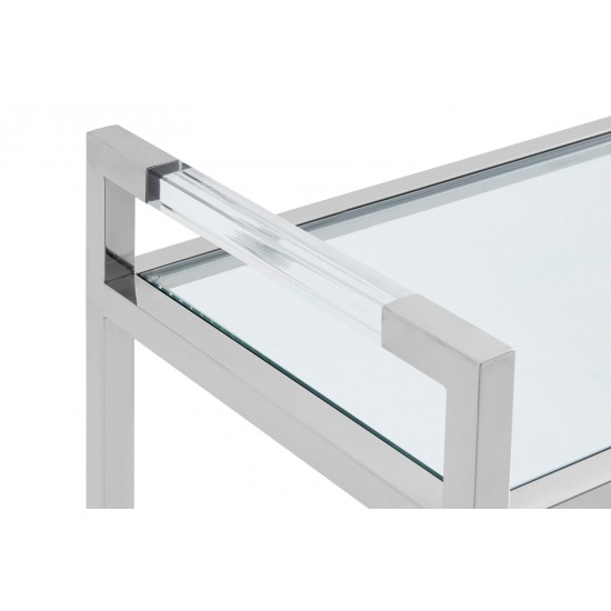 Lexington 2 Tier Polished Silver Finish and Glass Console Table