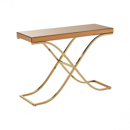 Kingston Brown Glass and Gold Finish Console Table