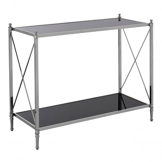 Ascot Chrome And Black Glass Console Table 