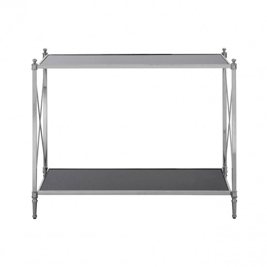 Ascot Chrome And Black Glass Console Table 