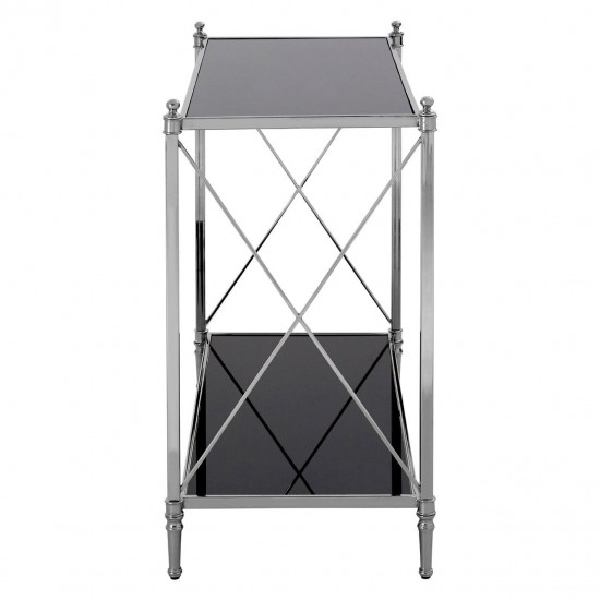 Ascot Chrome And Black Glass Console Table 