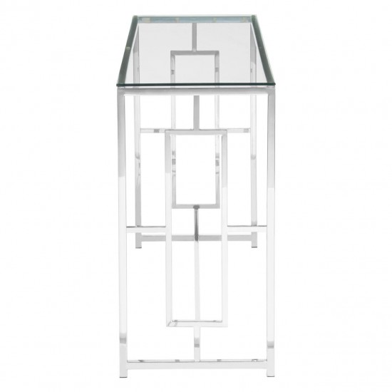 Stratus Chrome Finish Rectangle Base Console Table