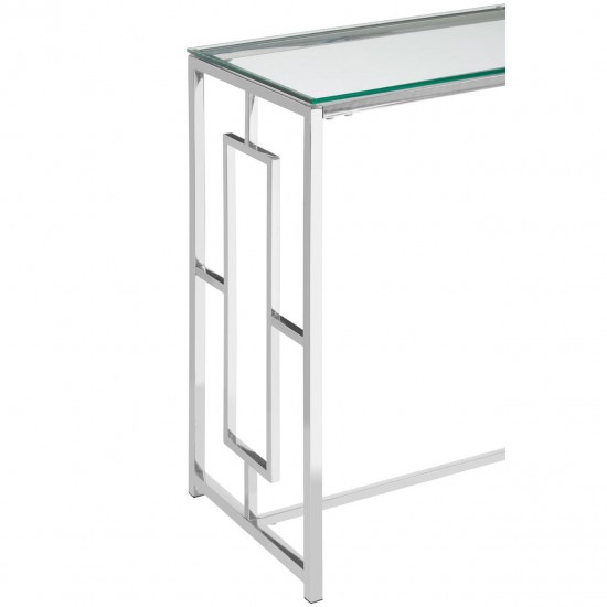 Stratus Chrome Finish Rectangle Base Console Table