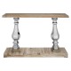 Madison Carved Light Wood and Chrome Finish Console Table