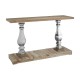 Madison Carved Light Wood and Chrome Finish Console Table