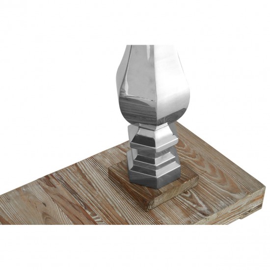 Madison Carved Light Wood and Chrome Finish Console Table