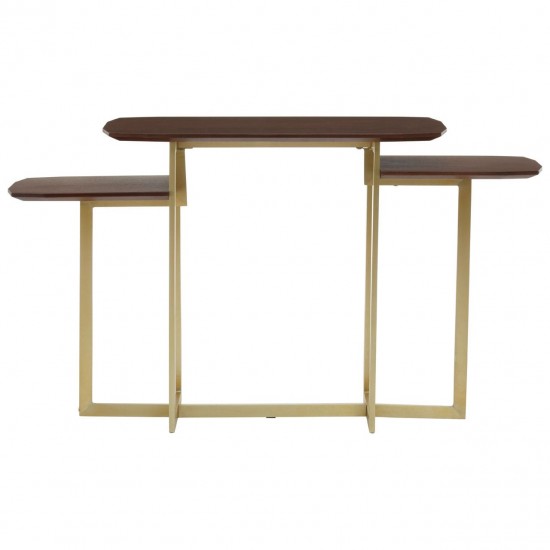 Rogano Luxe Geometric Walnut Console Table 