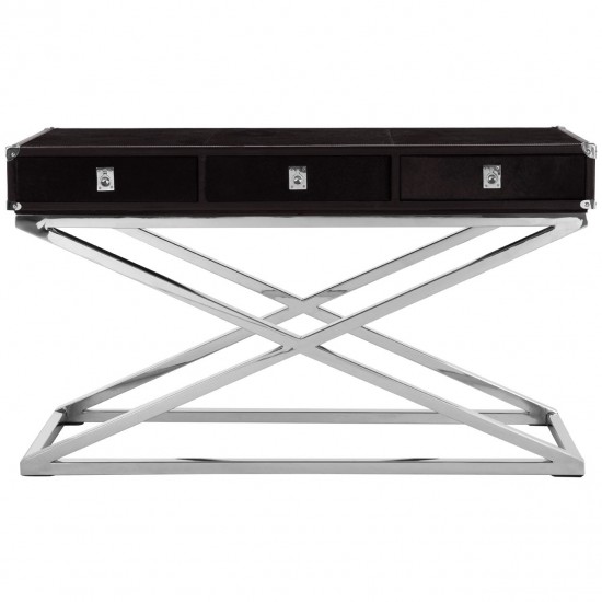 Soho Cow Hide Cross Base Console Table 