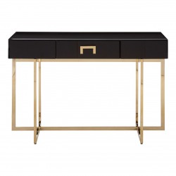 Astoria Black Gloss and Gold Finish Console Table 