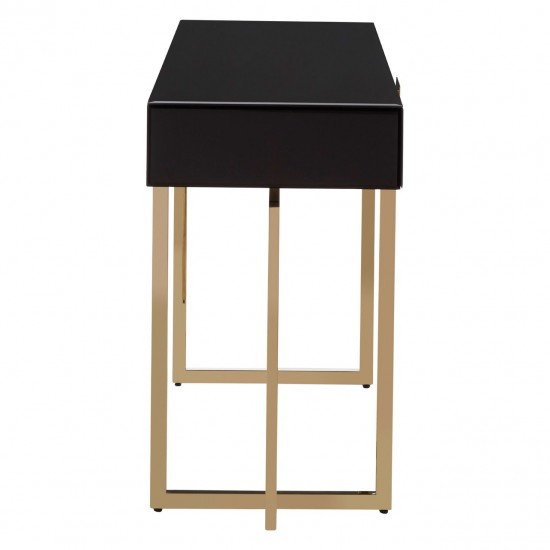 Astoria Black Gloss and Gold Finish Console Table 