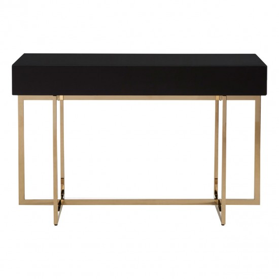 Astoria Black Gloss and Gold Finish Console Table 