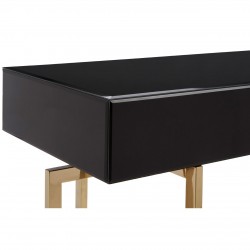 Astoria Black Gloss and Gold Finish Console Table 